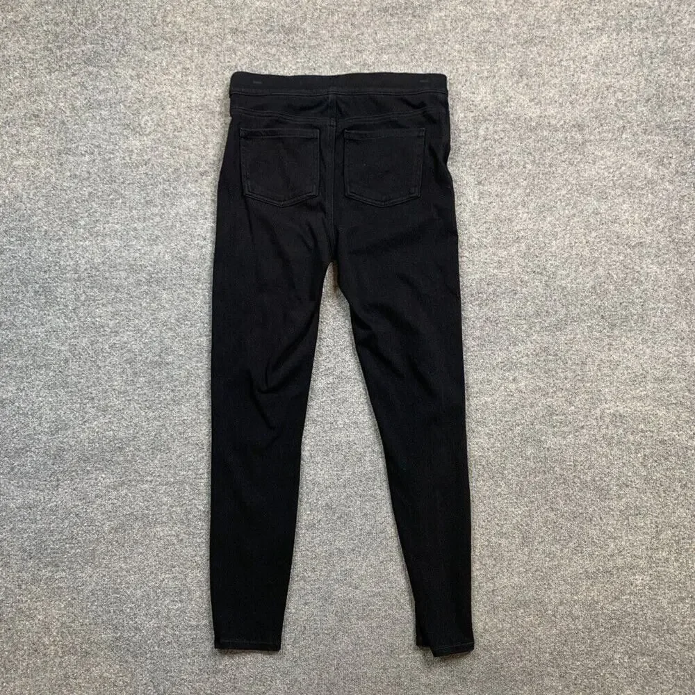 Spanx Pants Womens M Medium Black Pull On High Waisted Jeenish Denim Leggings